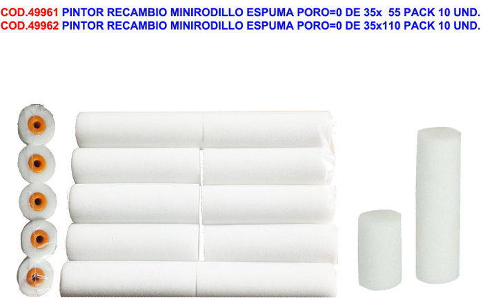 Recambio Minirrodillo de Espuma Poro 0 de 35 mm x 5.5 cm Recambio Minirrodillo de Espuma Poro 0 de 35 mm x 5.5 cm