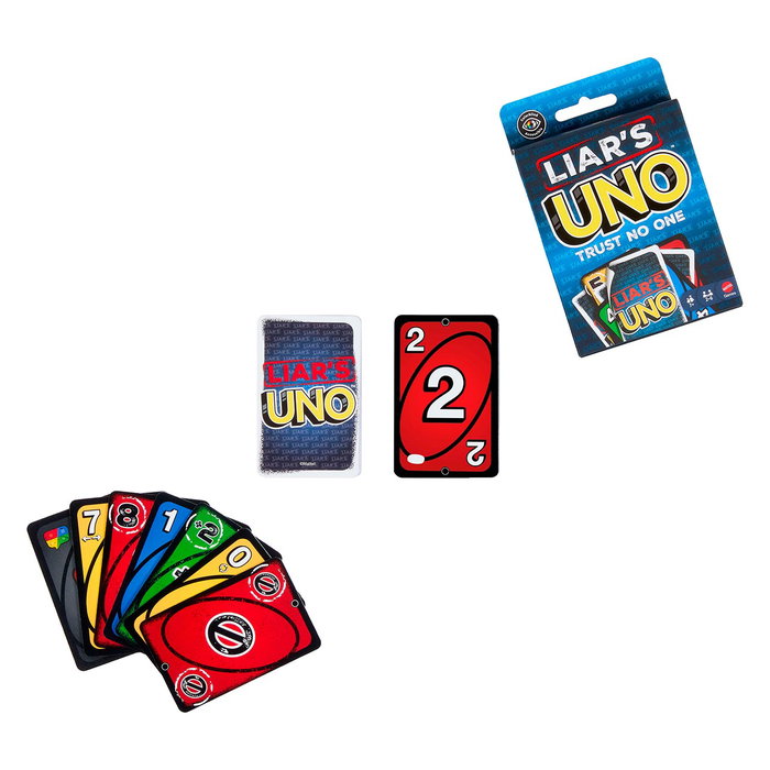 Mattel Games Juego de Cartas Uno Liars Jlh43, versión engaños y mentiras, edad recomendada +7 años