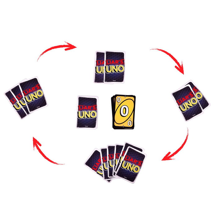 Mattel Games Juego de Cartas Uno Liars Jlh43, versión engaños y mentiras, edad recomendada +7 años