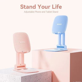 Vention Soporte de Escritorio Ajustable para Smartphone y Tablet KSGL0 - Plegable, Ergonómico, Base Resistente, Azul
