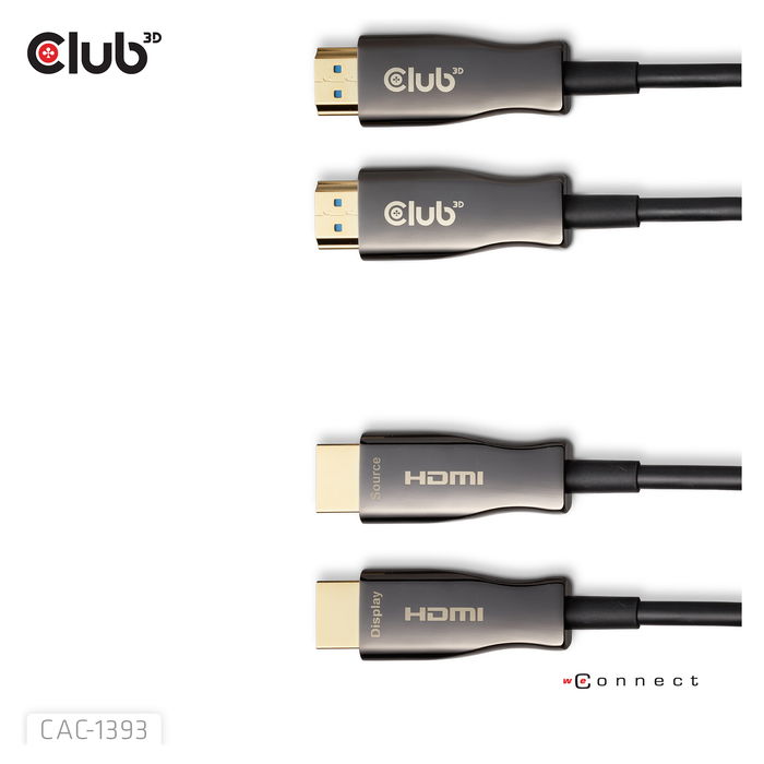 Club 3D CAC-1393 Cable HDMI a HDMI 2.1 Óptico Activo 8K60Hz UHD 50 Metros Negro