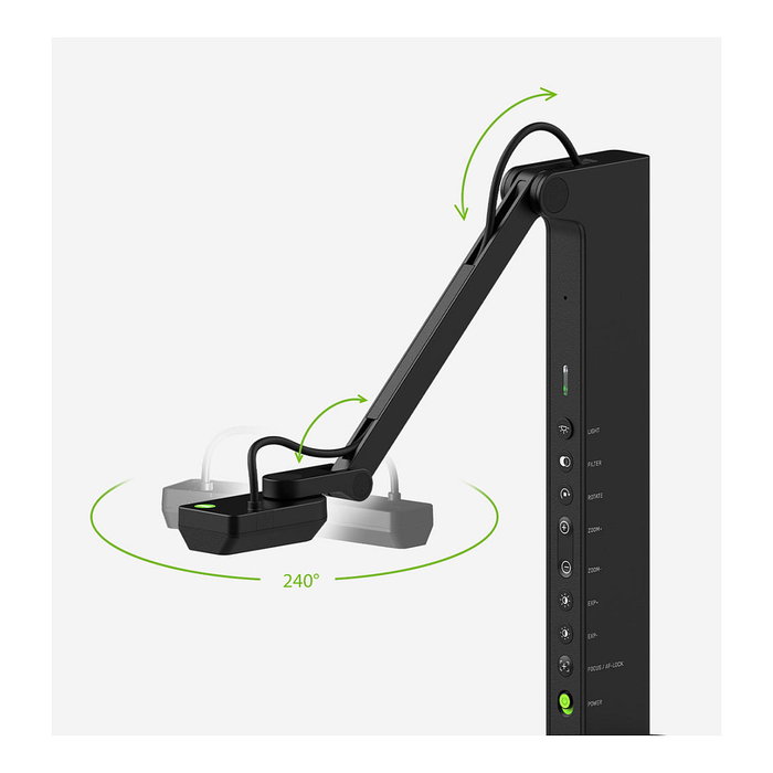 IPEVO VZ-R ULTRA Visualizador de Documentos, Cámara 13 MP 4K UHD, CMOS 1/3.06", USB-C y HDMI, Incluye Micrófono, Compatible Windows y Mac, Negro