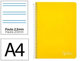 Liderpapel Cuaderno Espiral A4 Witty Tapa Dura 80 Hojas 90gr Pauta 2,5mm Con Margen Color Amarillo