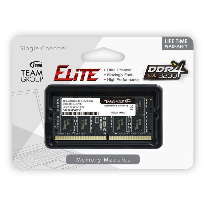 Team Group ELITE TED416G3200C22-S01 16 GB DDR4 3200 MHz SO-DIMM