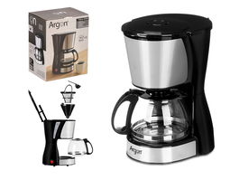 ARGON Cafetera Vaso Filtro 6 Tazas 750ml 550W Acero y Vidrio con Plato Calentador 22x16.5x28cm (Set de 6)