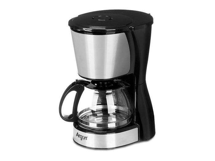 ARGON Cafetera Vaso Filtro 6 Tazas 750ml 550W Acero y Vidrio con Plato Calentador 22x16.5x28cm (Set de 6)