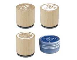 Innspiro Kit de 3 Sellos de Madera Amor y Tinta Azul Turquesa