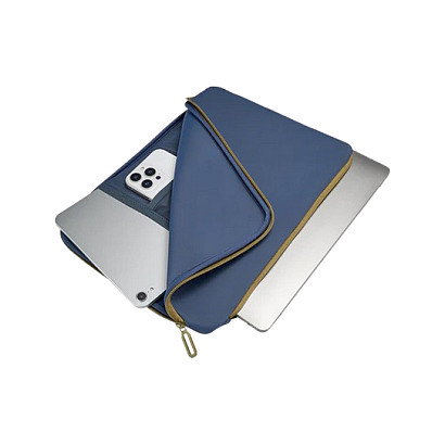 Tucano Funda Doppio Neopren con Compartimento para MacBook Pro 14" y Tableta, Azul, BFDOP1314-B, Hecha con Materiales Reciclados