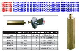 Alargadera de 50 recambio para cabezales monturas 86005