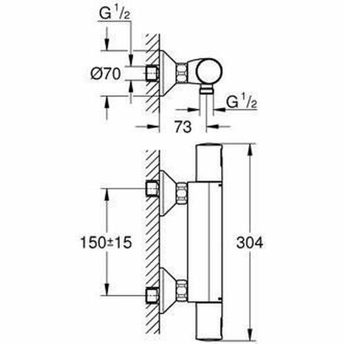Grohe Mezclador termostático de ducha Precision Start - Negro mate