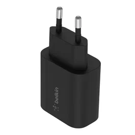 Belkin WCA004vfBK Cargador de Pared USB-C 25W PD 3.0 PPS, Carga Rápida para Smartphone (Galaxy S23), Negro, Tipo Interior