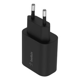 Belkin WCA004vfBK Cargador USB-C 25W BOOST CHARGE con Power Delivery 3.0 (PPS), Compatible con Galaxy S23, Smartphone, AC, Negro