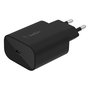 Belkin WCA004vfBK Cargador USB-C 25W BOOST CHARGE con Power Delivery 3.0 (PPS), Compatible con Galaxy S23, Smartphone, AC, Negro