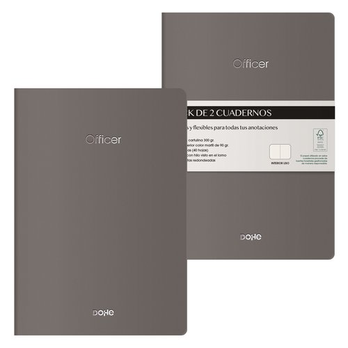 Cuaderno Dohe Officer A5 40H 90Gr. Liso Gris Pack De 2 Cuaderno Dohe Officer A5 40H 90Gr. Liso Gris Pack De 2