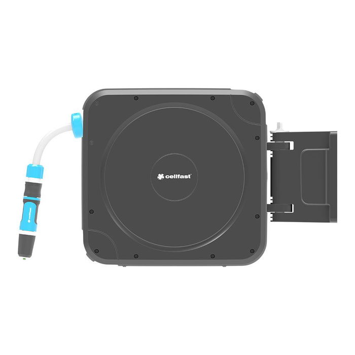 Cellfast Enrollador de Manguera Automático Mural con Autorrecogida 20 m, Incluye Manguera Ø12.5 mm y Lanza de Riego