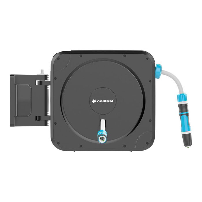 Cellfast Enrollador de Manguera Automático Mural con Autorrecogida 20 m, Incluye Manguera Ø12.5 mm y Lanza de Riego