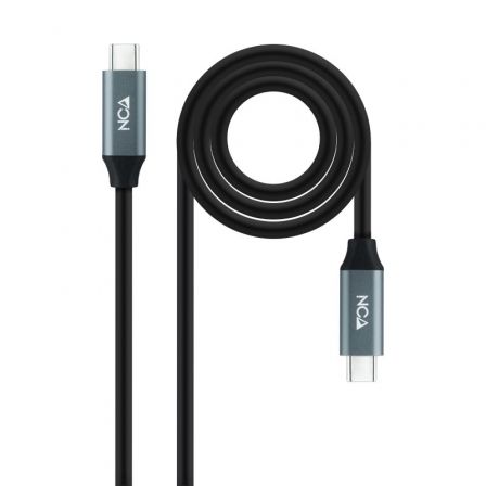 Nano Cable 10.01.4301-L150 Cable USB 3.2 Tipo-C Macho a Tipo-C Macho, Hasta 100W, 20Gbps, 1.5m, Gris y Negro