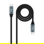 Nano Cable 10.01.4301-L150 Cable USB 3.2 Tipo-C Macho a Tipo-C Macho, Hasta 100W, 20Gbps, 1.5m, Gris y Negro