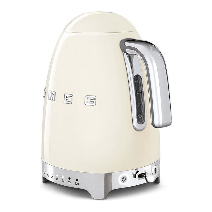 SMEG KLF04CREU Hervidor de Agua Retro 50s Style 1.7L 2400W Acero Inoxidable 7 Temperaturas Color Crema