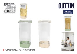 Quttin Tarro PET Cuadrado con Tapa Hermética 3350ml