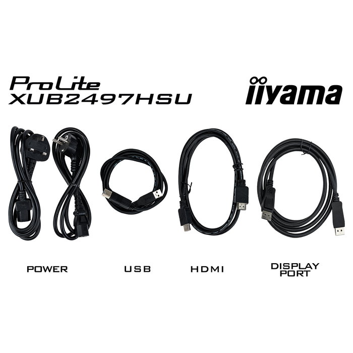 iiyama ProLite XUB2497HSU-B2 Monitor 24 Pulgadas Full HD IPS 100Hz 1ms USB-Hub Altavoces Pivot Negro