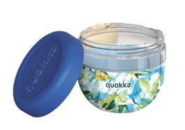 QUOKKA Recipiente de Comidas 770ml MS con Funda de Silicona Bubble Blue Peonías