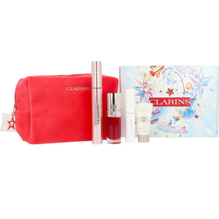Clarins Wonder Perfect 4D Máscara Estuche 3 Piezas Set Incluye Máscara de Pestañas, Aceite de Labios y Súper Serum