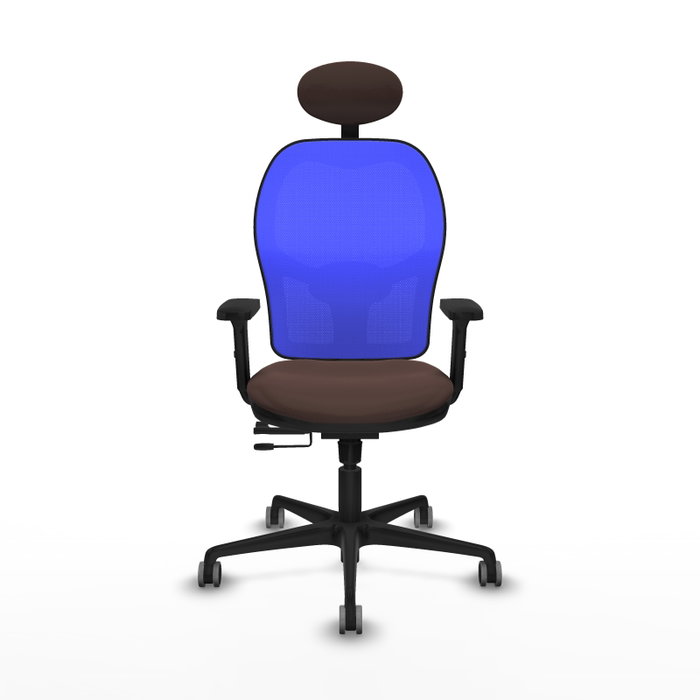 PIQUERAS Y CRESPO Silla de oficina Jorquera con mecanismo Sincro/Traslack, Azul y Marrón oscuro