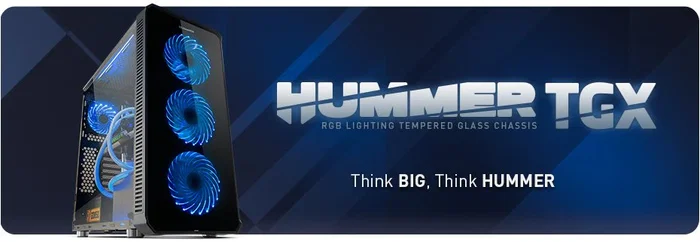 NOX Caja de PC Hummer TGX Negro ATX Torre con Vidrio Templado, Ventiladores RGB 140mm, Soporta E-ATX, Gráficas 430mm, 6 Unidades SSD, USB 3.0