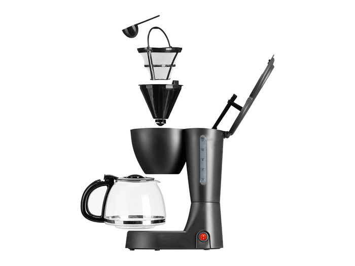 Argon Cafetera Vaso Filtro 12 Tazas 750W 1.2L Negro y Transparente 16x29x23cm (Set de 6)