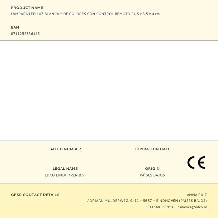Grundig Lámpara LED de Sobremesa RGB 16 Colores con Control Remoto, Blanco Frío, 14 LEDs, USB, 24.5x3.5x4 cm