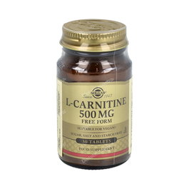 SOLGAR L-Carnitina 500Mg 30Comprimidos Ayuda a la Eliminación de Grasas y Mantenimiento Cardiovascular Apto Veganos