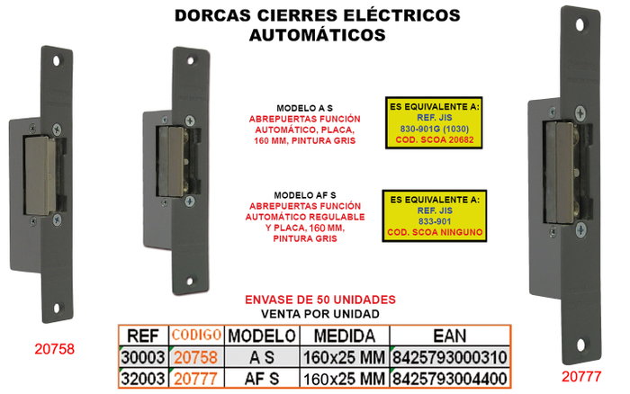 Dorcas Abrepuertas Monoblock S-3117-db110ga con Memoria y Armadura Corta 25mm Gris Dorcas Abrepuertas Monoblock S-3117-db110ga con Memoria y Armadura Corta 25mm Gris