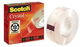 Scotch Cinta Adhesiva Supertransparente Crystal 600 Rollo 19 mm x 33M Caja Individual (Set de 12) (Set de 12)