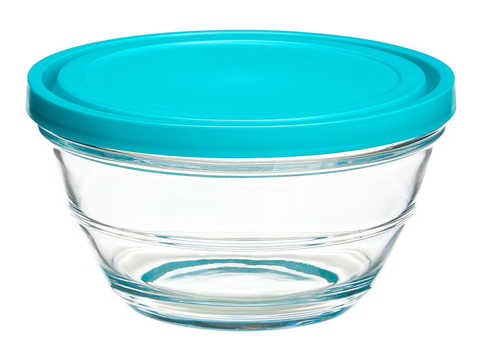 Vivalto Set 5 Fiambreras Redondas Azul Cristal 22x22x12cm Capacidades 2.4L, 1.1L, 600ML, 280ML, 180ML (Set de 6)