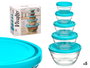 Vivalto Set 5 Fiambreras Redondas Azul Cristal 22x22x12cm Capacidades 2.4L, 1.1L, 600ML, 280ML, 180ML (Set de 6)