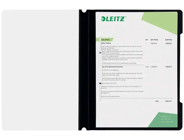 LEITZ Dosier Fastener A4 con Tarjetero Negro (Set de 25)