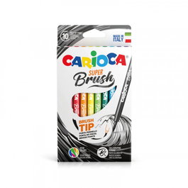 Carioca Super Brush Rotuladores Punta Pincel Colores Surtidos Estuche 10 UD