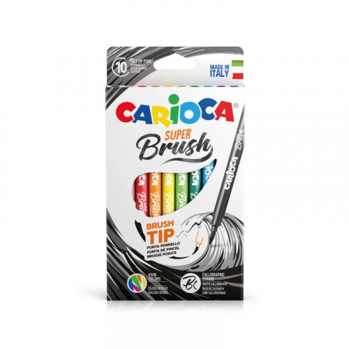 Carioca Super Brush Rotuladores Punta Pincel Colores Surtidos Estuche de 10 Unidades Carioca Super Brush Rotuladores Punta Pincel Colores Surtidos Estuche de 10 Unidades