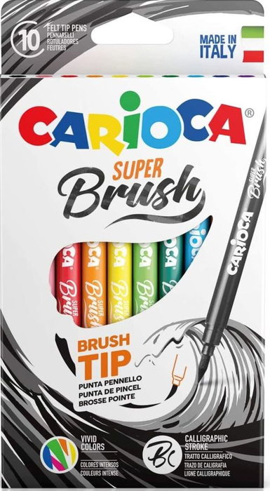 Carioca Super Brush Rotuladores Punta Pincel Colores Surtidos Estuche 10 UD