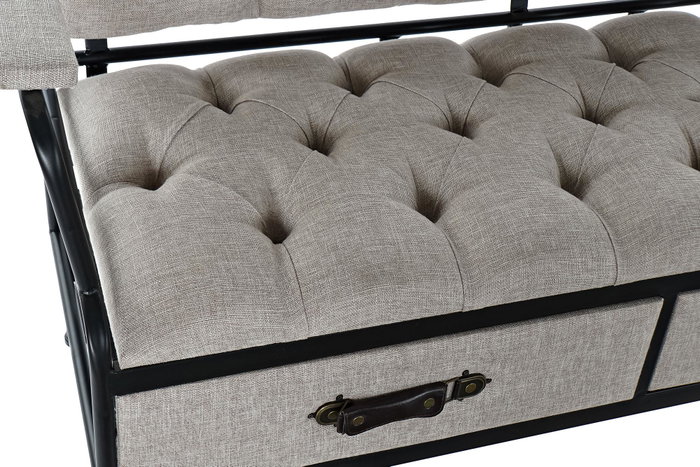 DKD Home Decor Reposapiés de Poliéster y MDF Gris