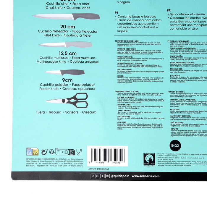 Set Cuchillos con Funda y Tijera Oasis Quid Set Cuchillos con Funda y Tijera Oasis Quid