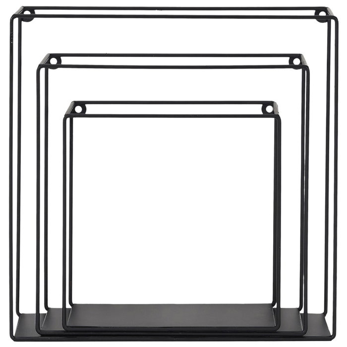 Home Deco Factory Juego 3 Estantes Metal Cuadrado Black Forest Pared Grande 30x10 Mediano 25x10 Pequeño 20x10