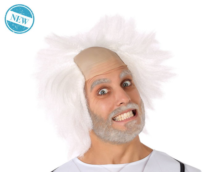 Peluca Blanca Científico Loco Despeinada con Calva Falsa 110 gr Peluca Blanca Científico Loco Despeinada con Calva Falsa 110 gr