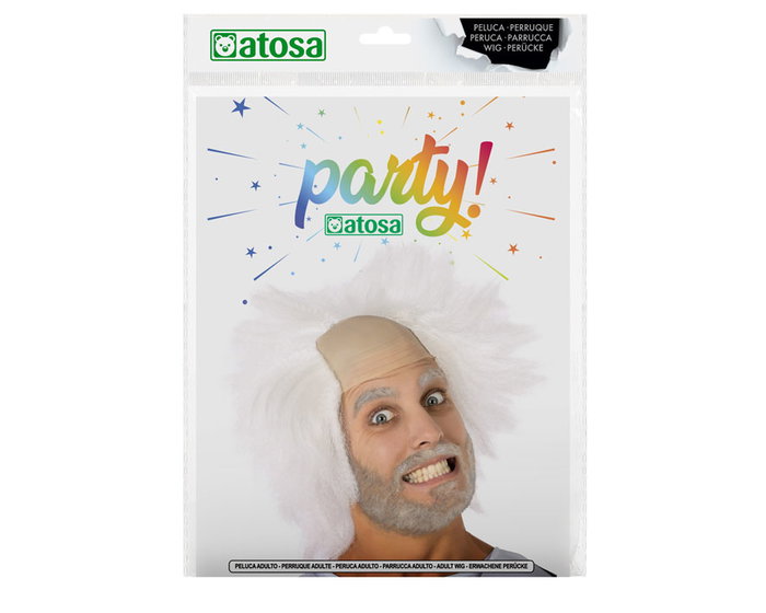 Peluca Blanca Científico Loco Despeinada con Calva Falsa 110 gr Peluca Blanca Científico Loco Despeinada con Calva Falsa 110 gr