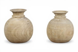 DKD Home Decor Jarrón Teca Nepal Surtido Antiguo Natural