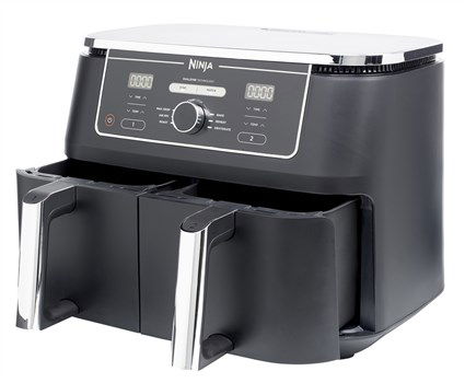 Ninja AF400EU Freidora de Aire 6 en 1 con Compartimento Doble Max 9.5L, Cocina Dos Alimentos a la Vez, Apto para Familias