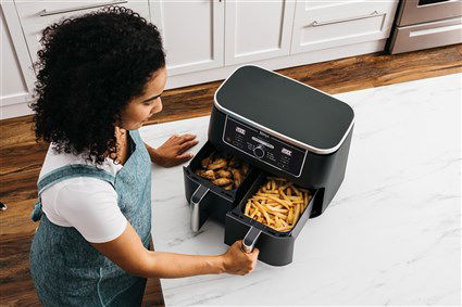 Ninja AF400EU Freidora de Aire 6 en 1 con Compartimento Doble Max 9.5L, Cocina Dos Alimentos a la Vez, Apto para Familias