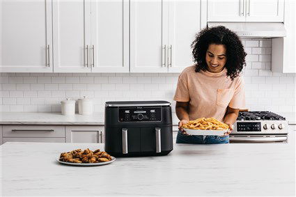 Ninja AF400EU Freidora de Aire 6 en 1 con Compartimento Doble Max 9.5L, Cocina Dos Alimentos a la Vez, Apto para Familias