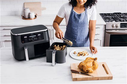 Ninja AF400EU Freidora de Aire 6 en 1 con Compartimento Doble Max 9.5L, Cocina Dos Alimentos a la Vez, Apto para Familias